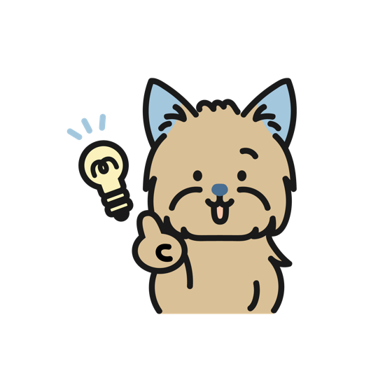 ひらめくWANSTAPのマスコット犬